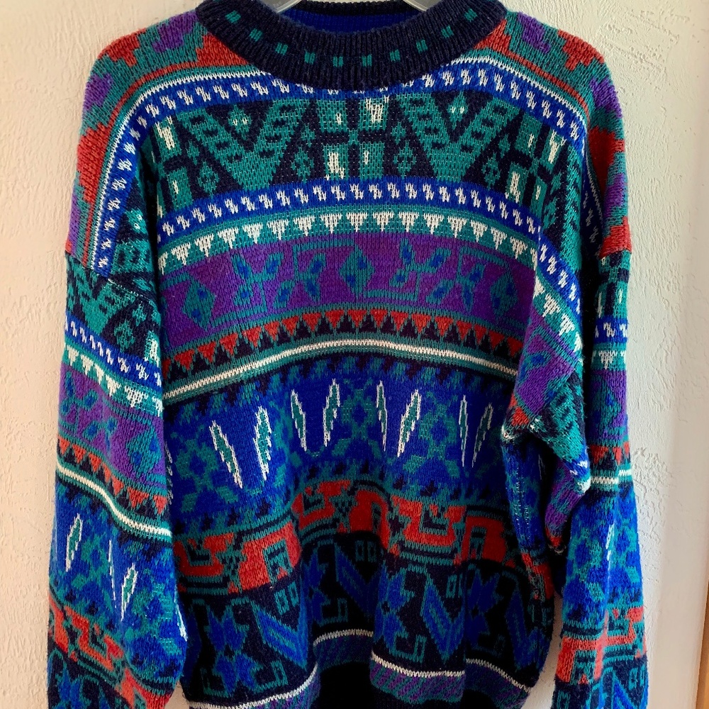 Vintage 80's/90's Sweater Multi-color Pattern